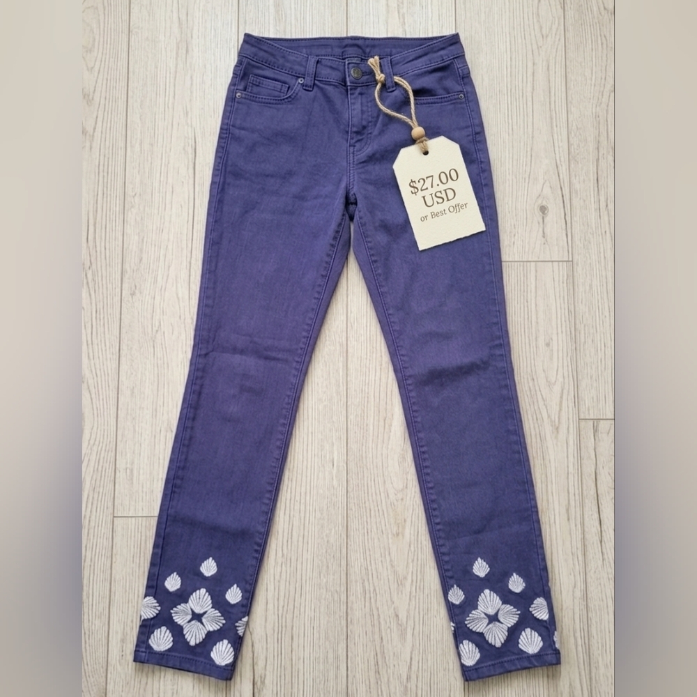 VINEYARD VINES Blue Skinny Jeans Pants Womens  Embroidered 5 Pocket Size 00